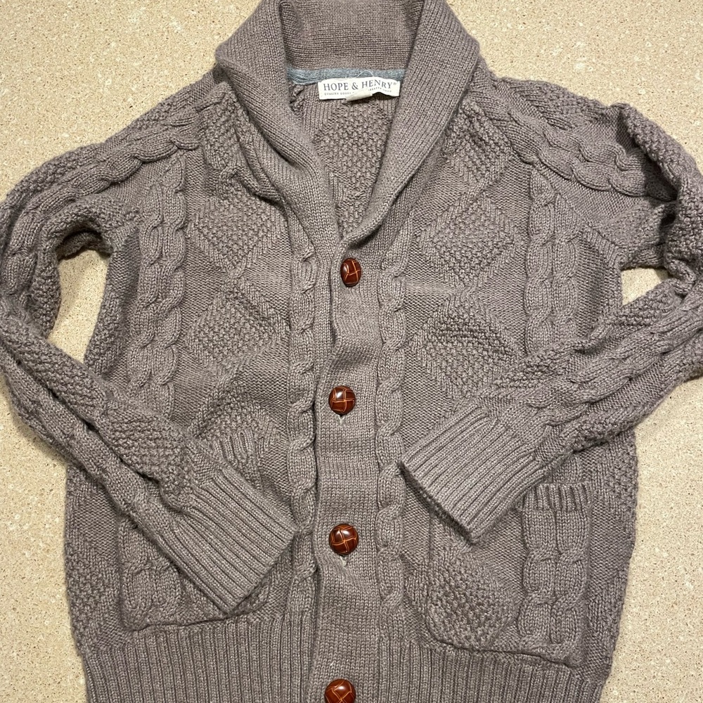Hope & Henry Kids Cable Knit Cardigan